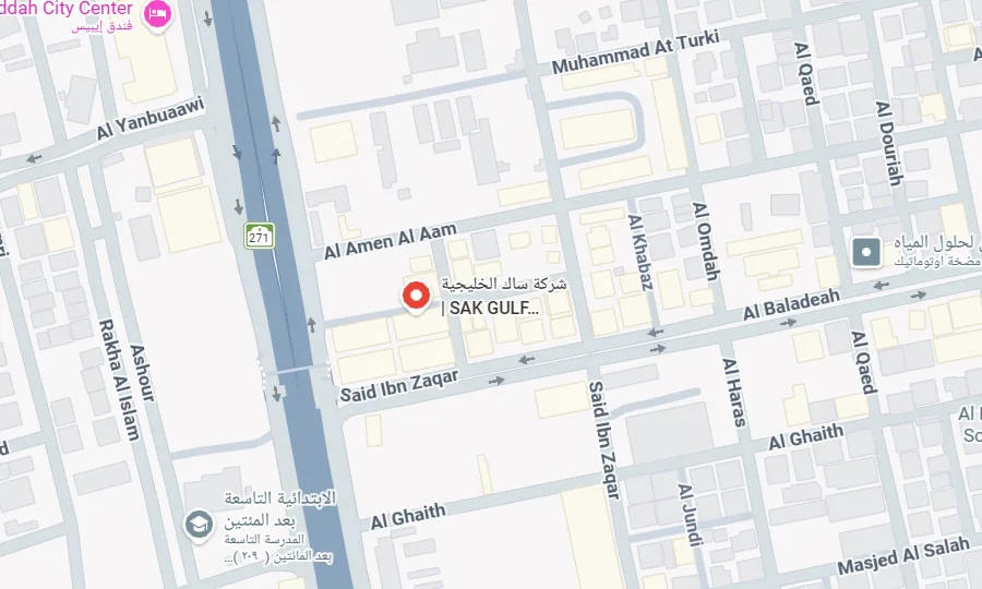 خريطة موقع شركة ساك الخليجية في حي العزيزية بجدة